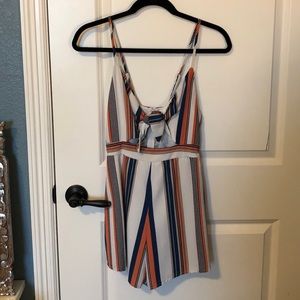 Striped Front-Tie Romper